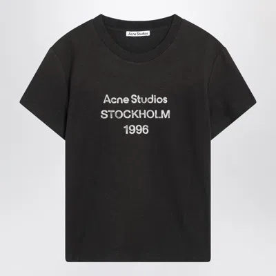 Acne Studios Faded Black Cotton T Shirt With Logo