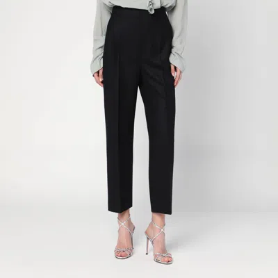 Alberta Ferretti Black Wool-blend Trousers In Black