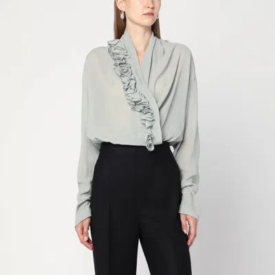 Alberta Ferretti Ice Colored Shirt With Floral Detail