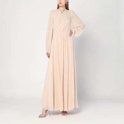 Alberta Ferretti Silk Georgette Draped Detailing Floor-length Dress In Pink