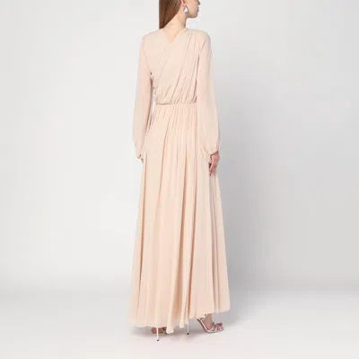 Alberta Ferretti Silk Georgette Draped Detailing Floor-length Dress In Pink