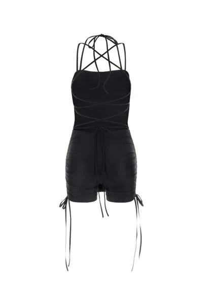Balenciaga Women Black Stretch Nylon Mini Dress In Black