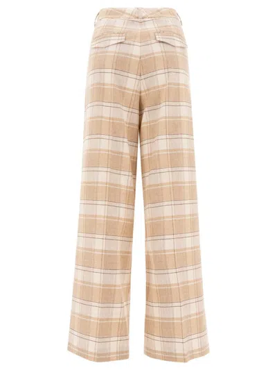 Peserico Wool Trousers With Front Pleats And Checked Pattern