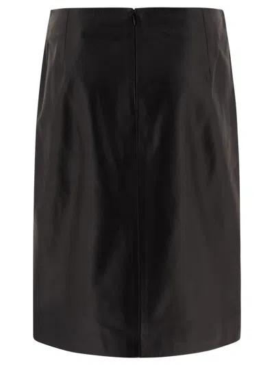 Loulou Studio Leather Midi Skirt In Black