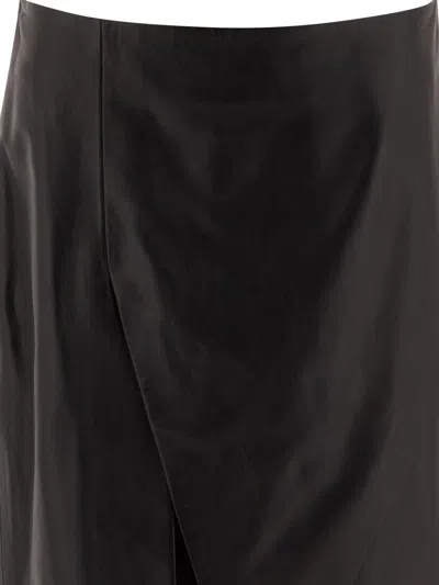 Loulou Studio Leather Midi Skirt In Black