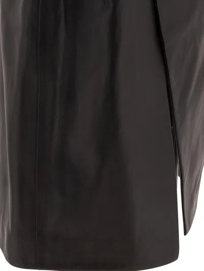 Loulou Studio Leather Midi Skirt In Black