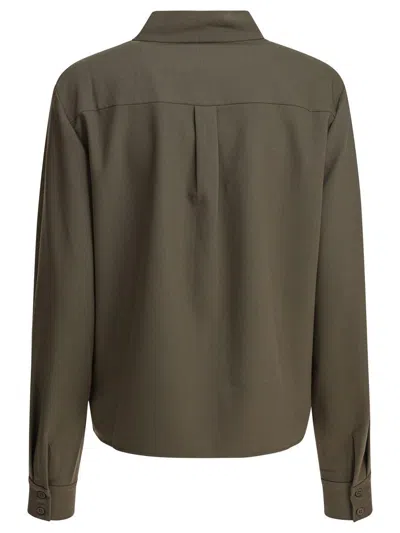 Self-portrait Bow-neck Long-sleeve Blouse In Green