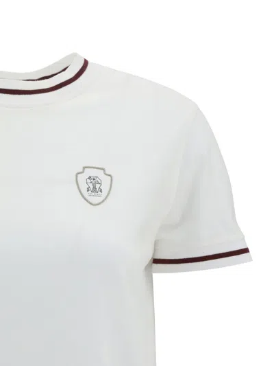 Brunello Cucinelli Embroidered-detail Cotton T-shirt In White