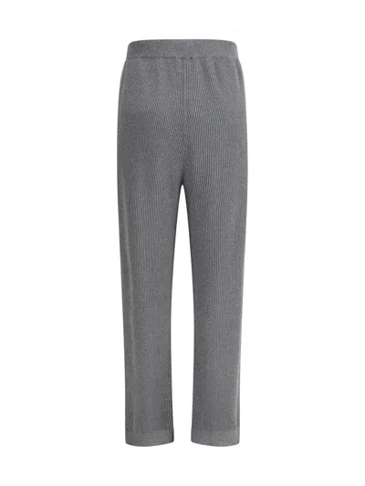 Brunello Cucinelli Vanise Sparkling Knitted Trousers In English Rib In Gray