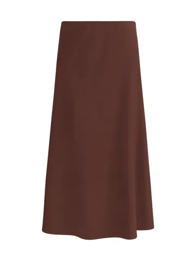 Brunello Cucinelli Flowing Brown Maxi Skirt With Minimalist Design In Brown