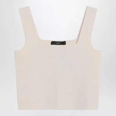 Weekend Max Mara Top In Viscose Jacquard Ecru In Gray