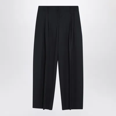 Alexander Mcqueen Alexander Mc Queen Wide Navy Blue Wool Trousers In Blue