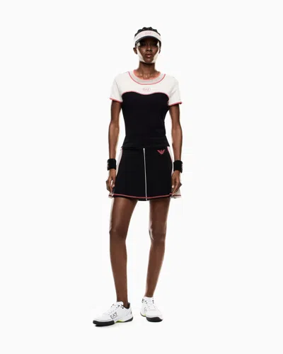 Ea7 Tennis Pro Mini Skirt In Ventus7 Technical Fabric In Black