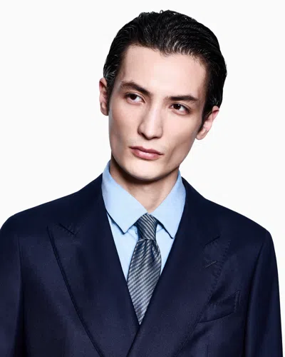 Giorgio Armani Slim-fit Mélange Cotton-blend Jersey Shirt In Blue