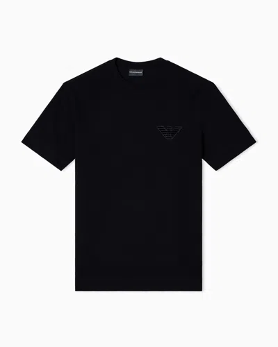 Emporio Armani Eagle-emblem Cotton T-shirt In Black