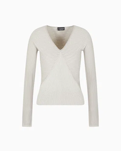Emporio Armani V-neck Jumper With Striped Links-stitched Details