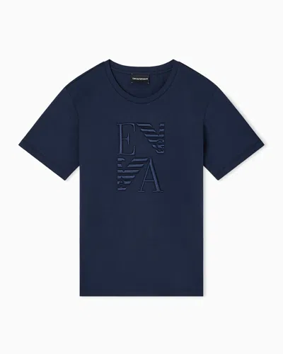 Emporio Armani Asv Winter Urbanism Capsule Collection Organic-jersey T-shirt With Logo Embroidery