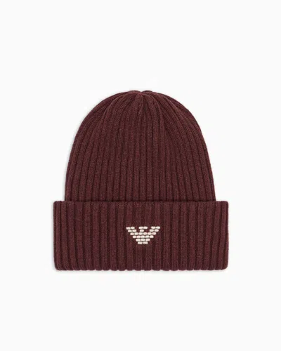 Emporio Armani Asv New York Capsule Collection Ribbed Wool-blend Beanie In Brown