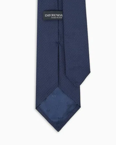 Emporio Armani Pure Silk Micro-textured Tie In Blue