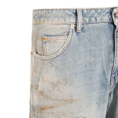 Golden Goose Men Destroyed Denim Cotton Jeans In Blue