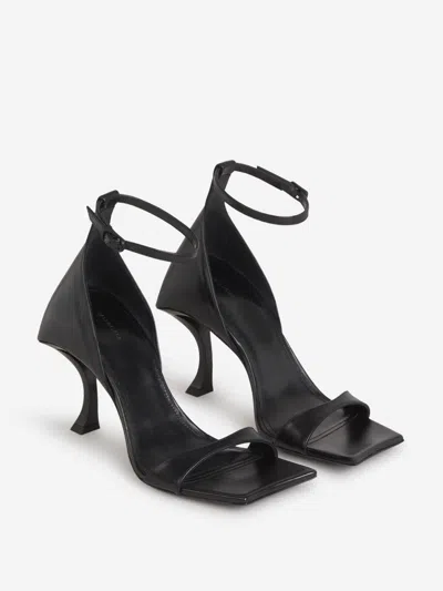 Balenciaga Squared Toe Huorg Leather Sandals 11cm