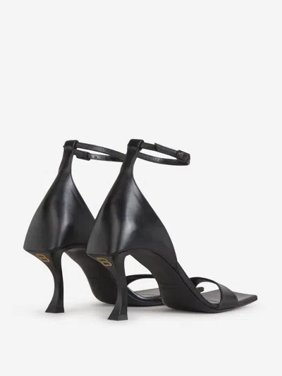 Balenciaga Squared Toe Huorg Leather Sandals 11cm
