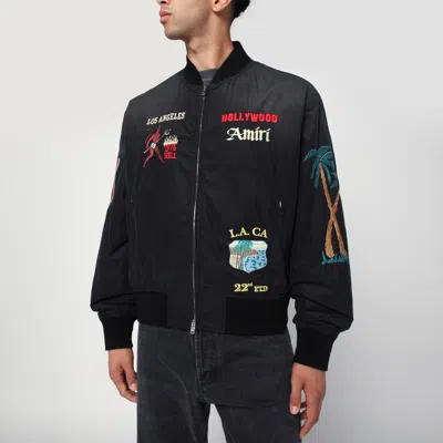 Amiri Bomber Jacket With Embroidered Design And Graphic Print In Black