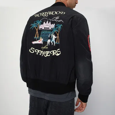 Amiri Bomber Jacket With Embroidered Design And Graphic Print In Black