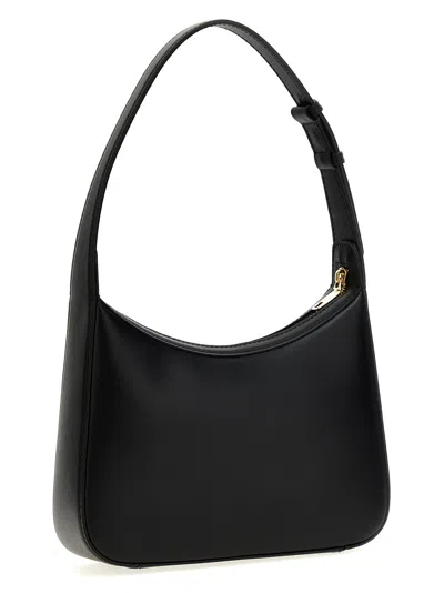 Dolce & Gabbana Curved Black Bag With Gold Logo Accents In Black