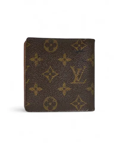 Pre-owned Louis Vuitton Monogram Canvas Bi-fold Wallet With Leather Accents