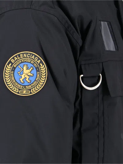 Balenciaga Logo Reversible Down Jacket In Black