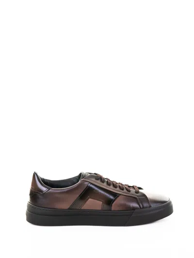 Santoni Logo-debossed Leather Sneakers