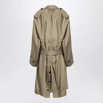 Balenciaga Beige Double-breasted Cotton Trench Coat In Brown