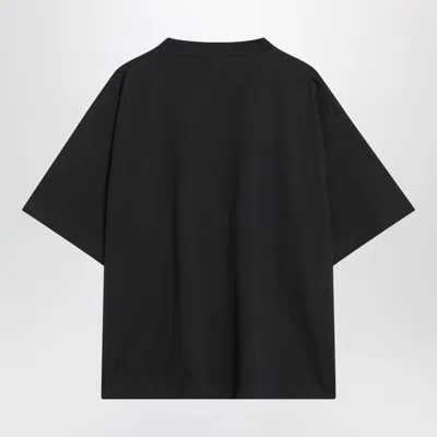 Balenciaga Faded Black T-shirt With Central Print And Wide Fit.
