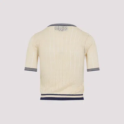 Valentino Embroidered Cardigan With Chest Pocket And Short Sleeves In Neutral