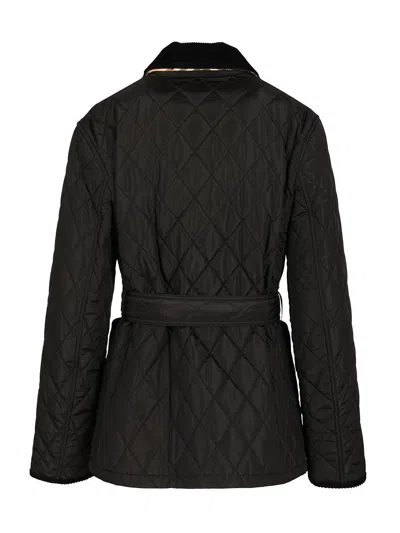 Burberry Belted Quilted Down Jacket In Black