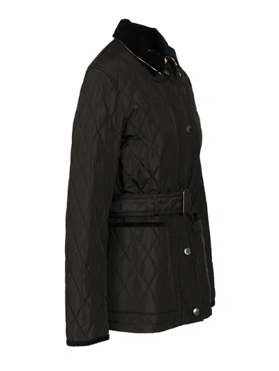 Burberry Belted Quilted Down Jacket In Black