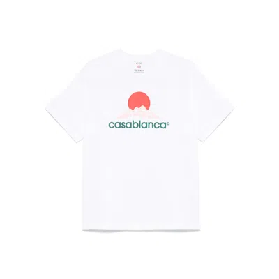 Casablanca White Crewneck T-shirt With Logo On The Front