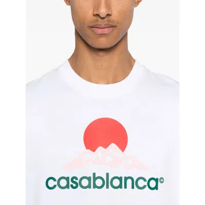 Casablanca White Crewneck T-shirt With Logo On The Front