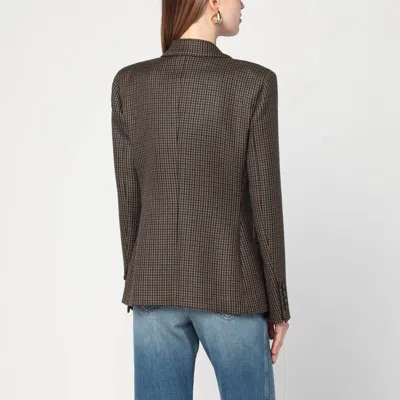 Blazé Milano Double-breasted Jacket With Houndstooth Pattern Blaze In Brown
