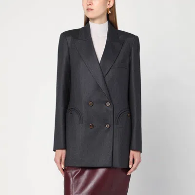 Blazé Milano Grey Wool Double-breasted Blazer In Blue