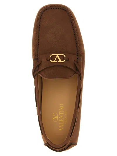 Valentino Mocassino Driver Fastaway In Cervo Suede In Brown
