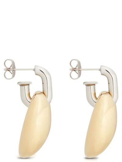 Rabanne Silver And Gold Xtra Eight Dang Earrings With Pressure Closure In Brass And Aluminum Woman