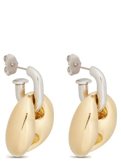 Rabanne Silver And Gold Xtra Eight Dang Earrings With Pressure Closure In Brass And Aluminum Woman