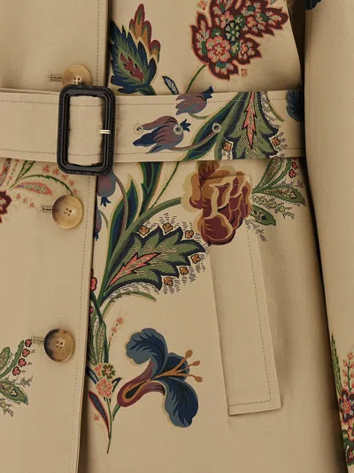 Etro Floral Print Cape Trench Coat Coats And Trench Coats Multicolor In Multi