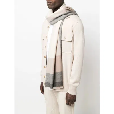 Brunello Cucinelli Men's Wool And Cashmere Scarf In Neutral