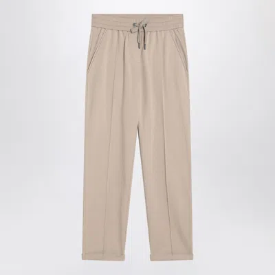 Brunello Cucinelli Beige Cotton Joggers Women In White