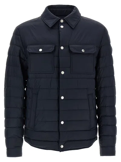 Hugo Boss Quilted Shirt-collar Padded Jacket In Blue