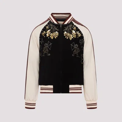 Valentino Sequin And Bead-embellished Velvet Bomber Jacket In Gray