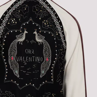 Valentino Sequin And Bead-embellished Velvet Bomber Jacket In Gray